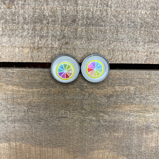 Colorful lemon 12mm earrings