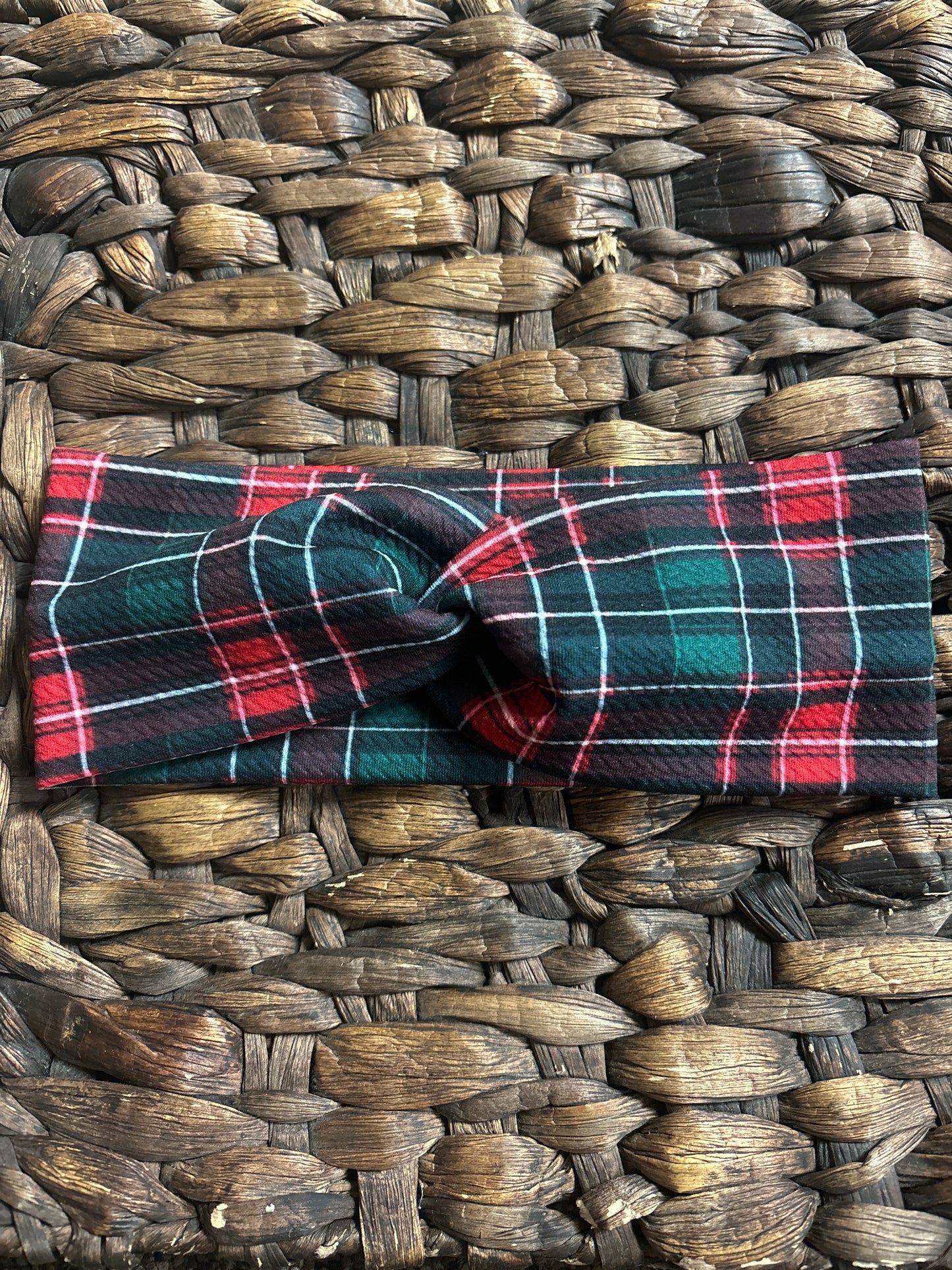 Little lambs custom Christmas plaid- twist headband