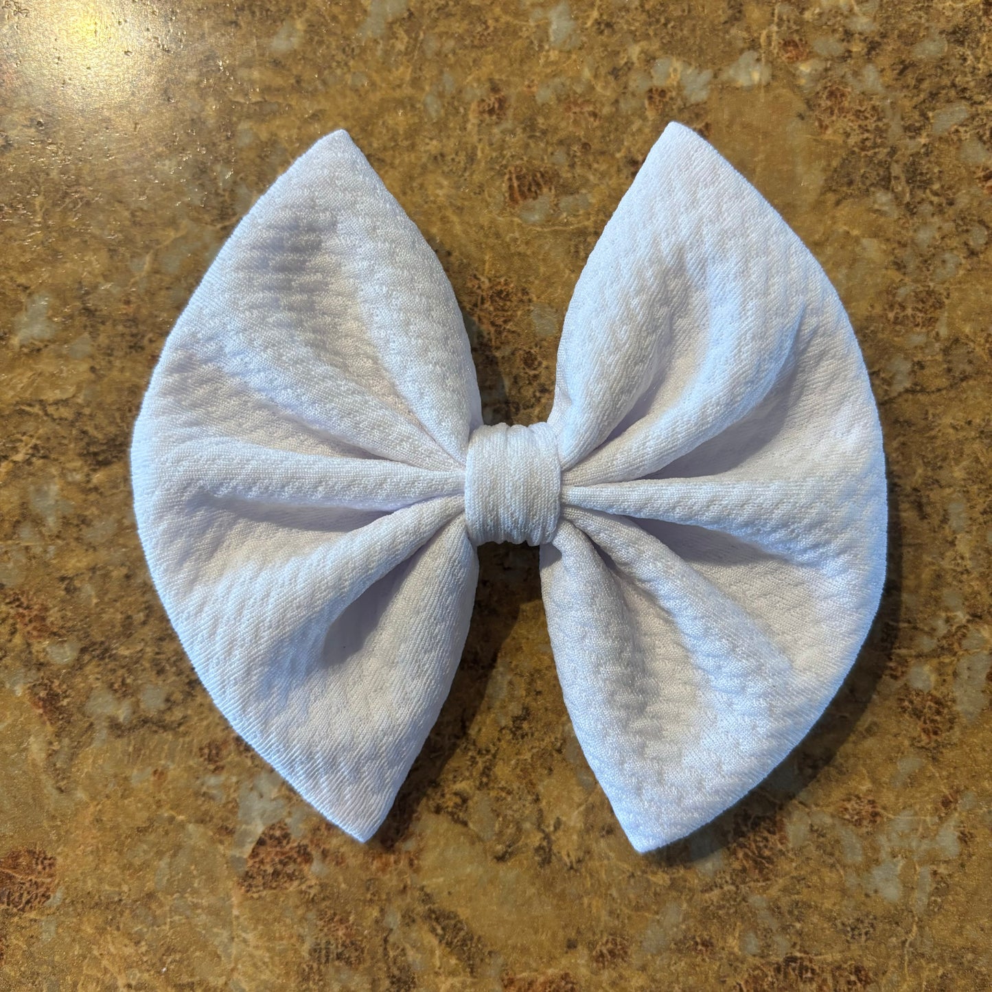 White 4inch single regular clip bow