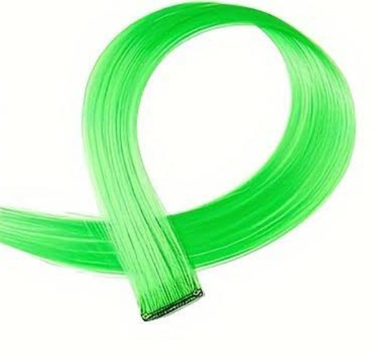 Neon green clip in hair extension