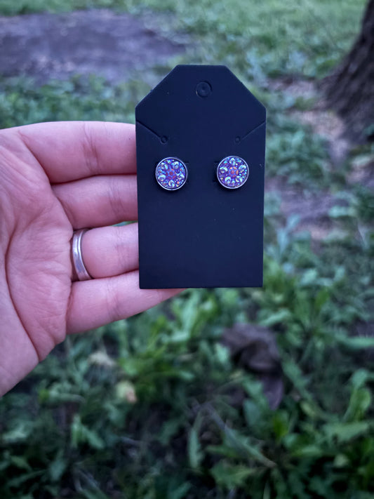 Purple floral Durzy 10mm earrings