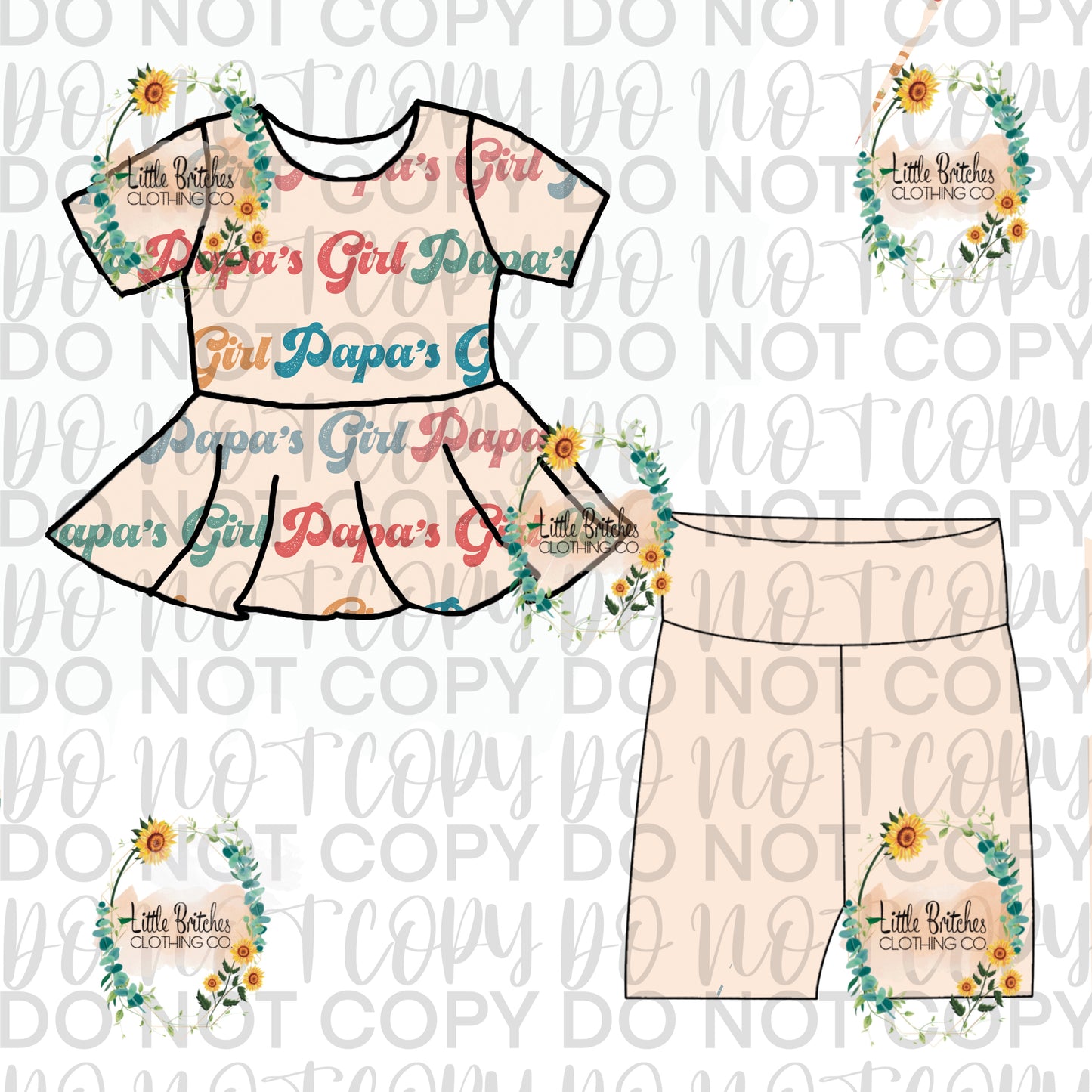 Papas girl peplum top/ bike shorts set-PREORDER