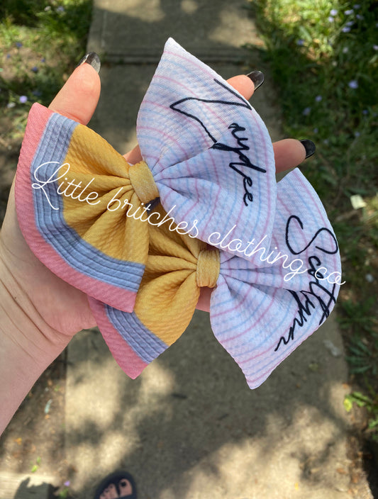 Back to school two toned name bow-PREORDER