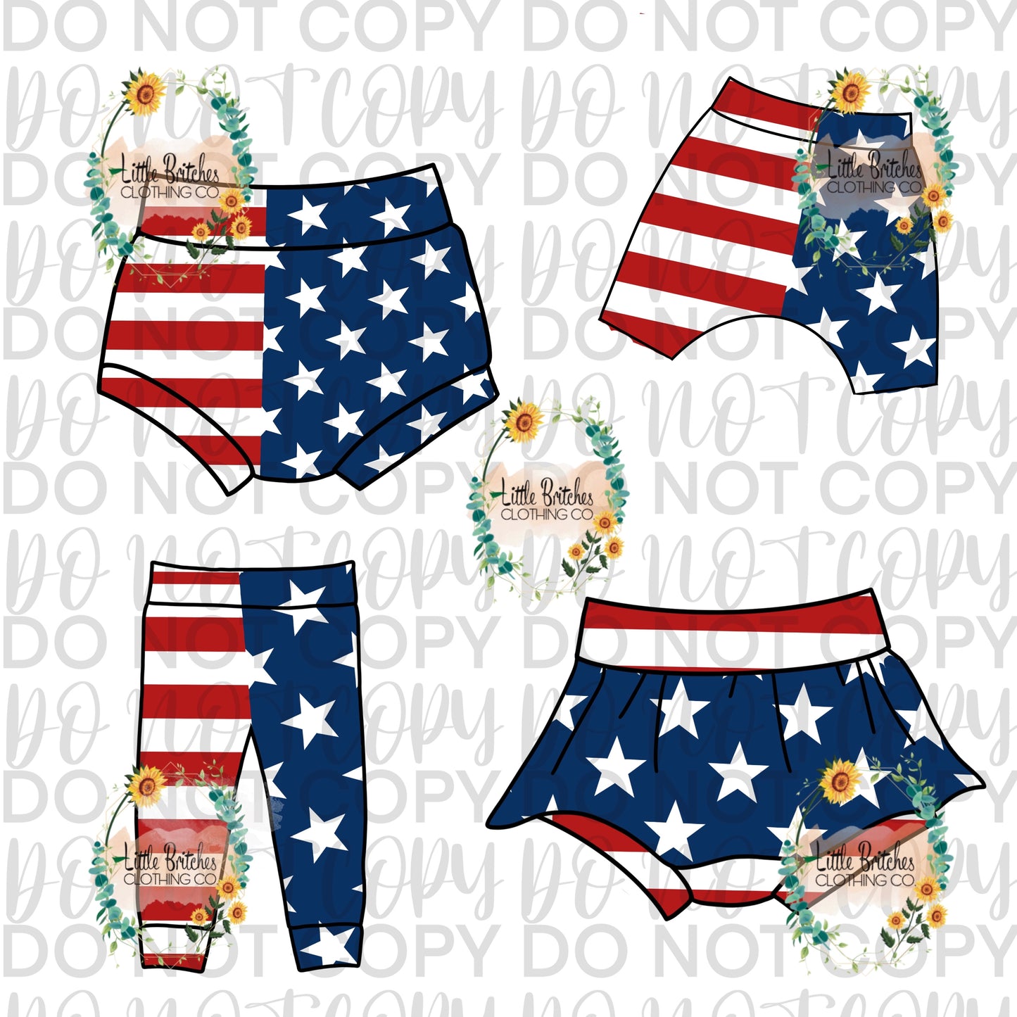 Stars and Stripes bummies/pants- PREORDER